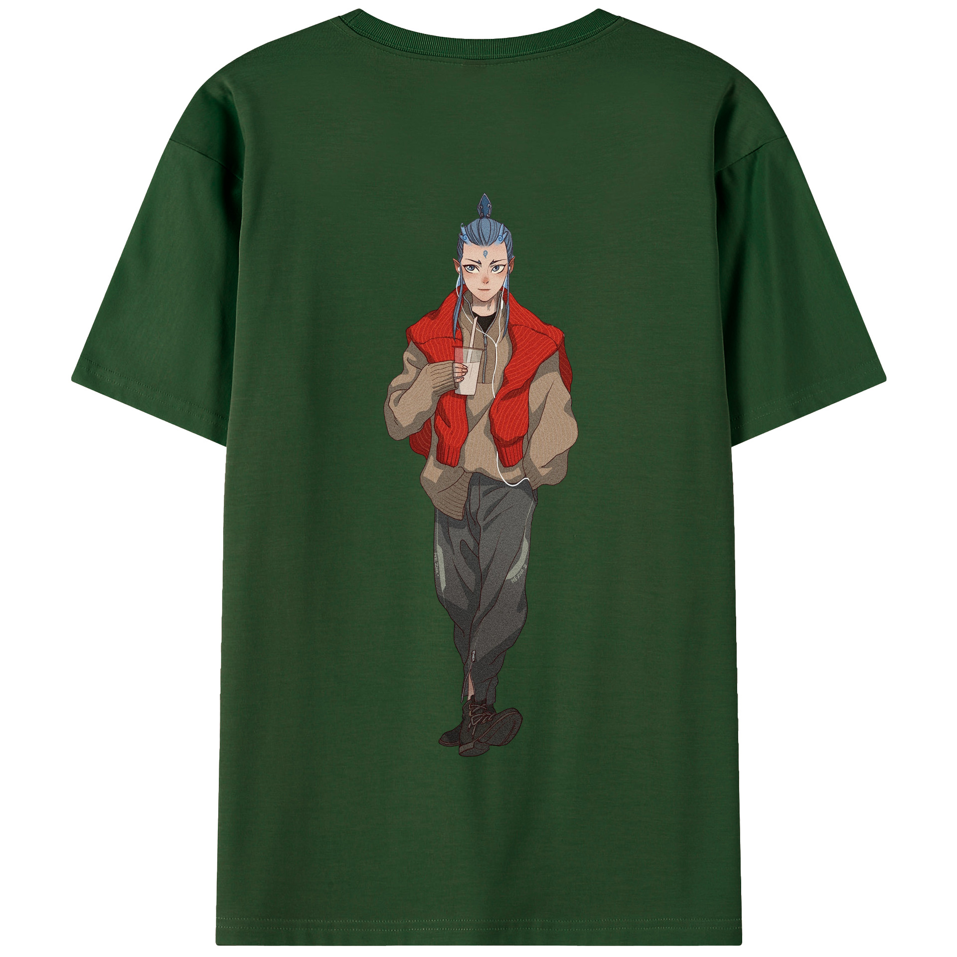 （画像用） Ne Zha 2 ナタ 魔童の大暴れ 綿100％半袖Tシャツ（背面プリント）